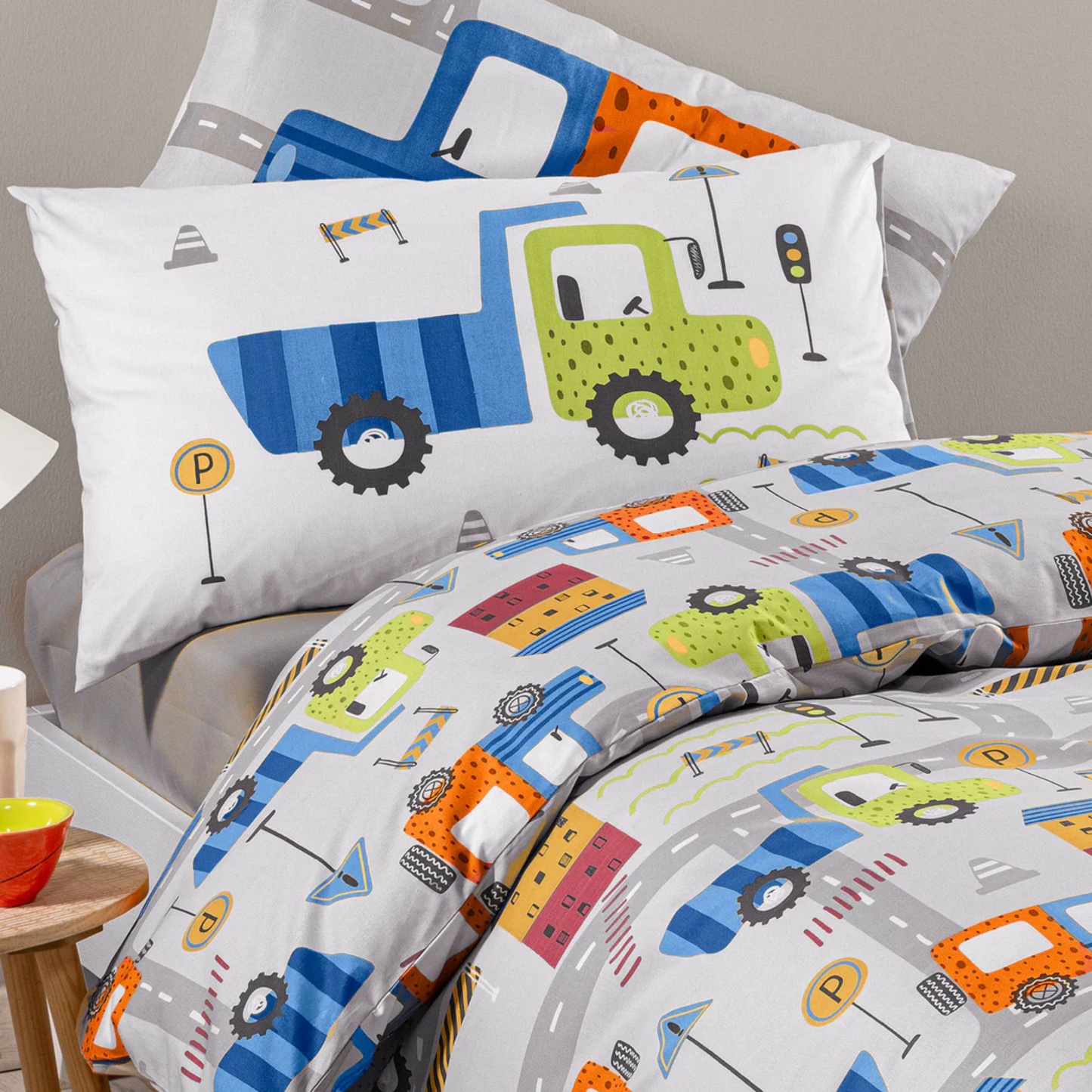 Completo Copripiumino City Car Kids 100% cotone