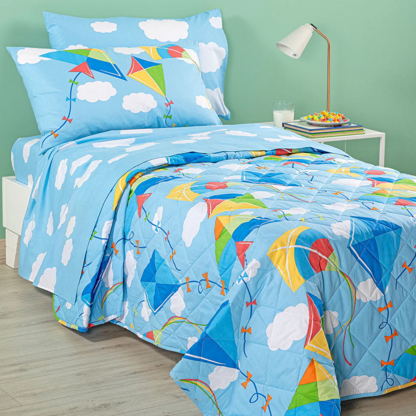 Completo Lenzuola Aquiloni Kids 100% Cotone