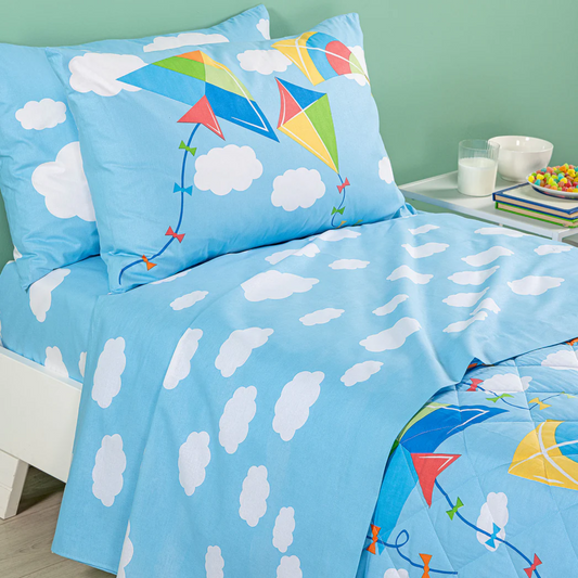 Completo Lenzuola Aquiloni Kids 100% Cotone