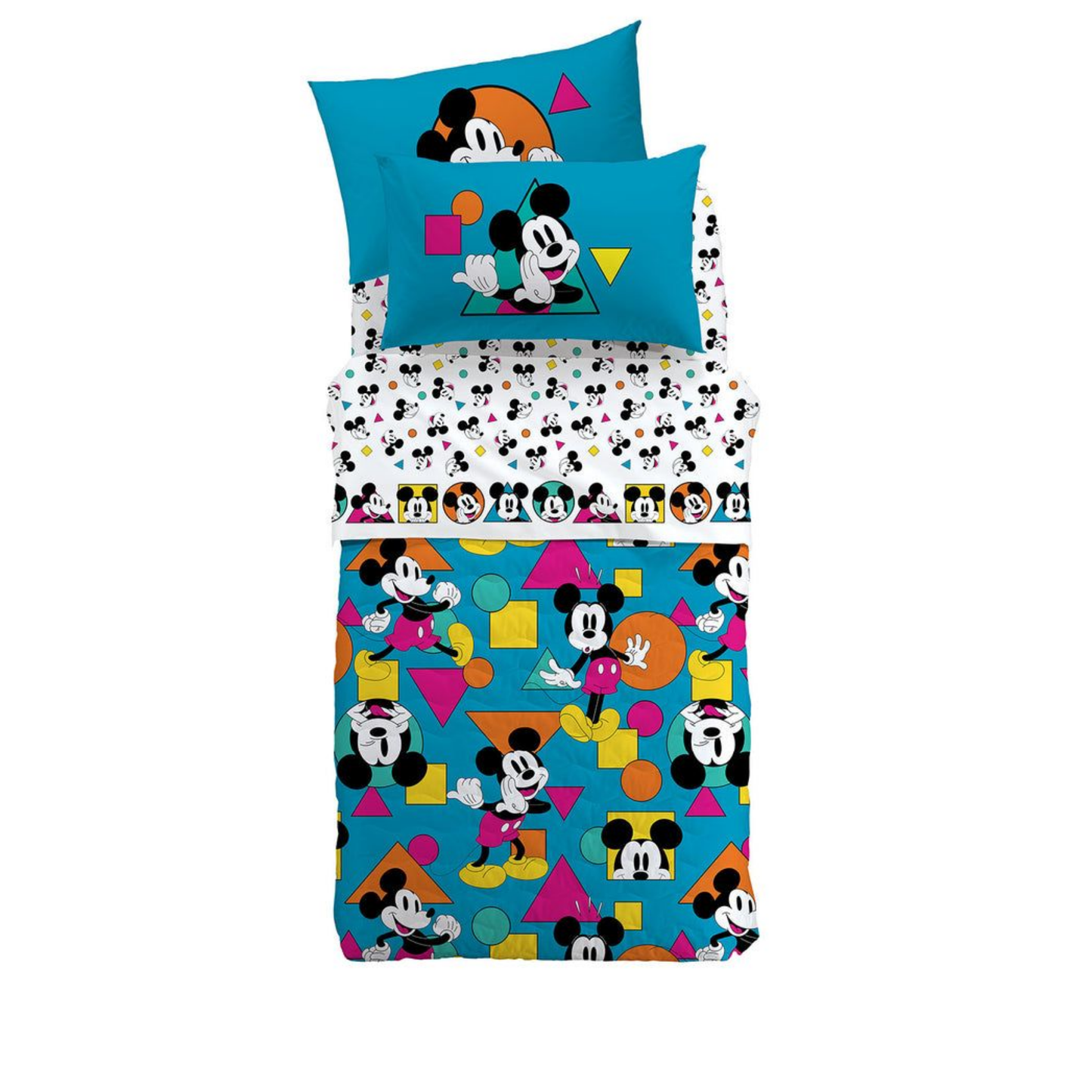 Completo Lenzuola Mickey Geo 100% cotone