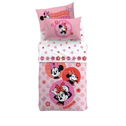 Completo Lenzuola Minnie Flowers 100% Cotone
