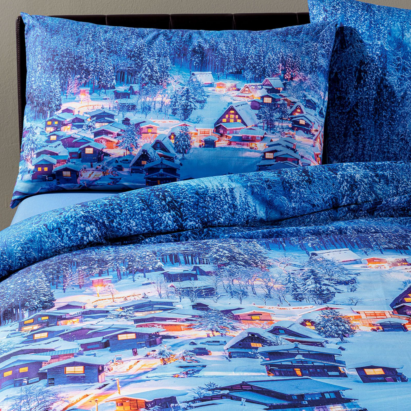 Completo copripiumino Sogni di Viaggio Winter Mountain 100% cotone