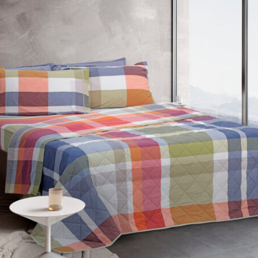 Completo lenzuola Manchester cotone percalle pettinato tinto filo