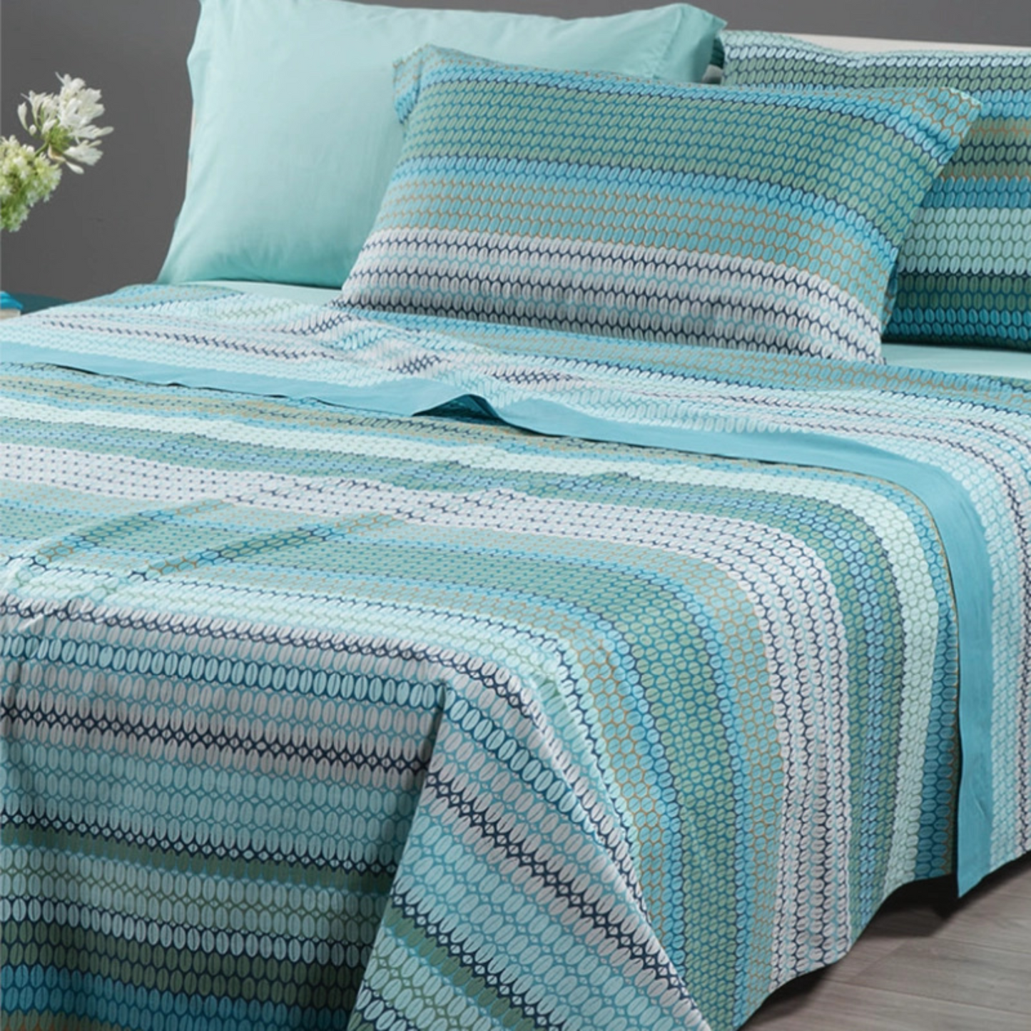 Completo Lenzuola Copriletto Folk 100% Cotone