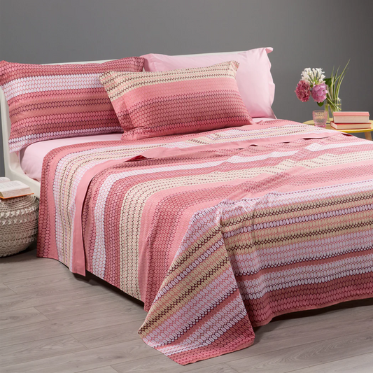 Completo Lenzuola Copriletto Folk 100% Cotone