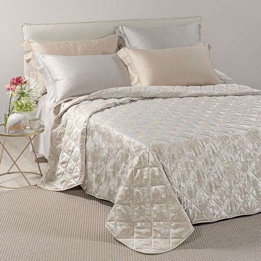 Copriletto Fioralba 100% Raso Jacquard di cotone
