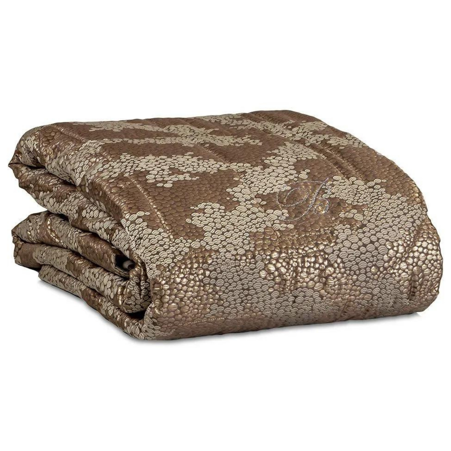 Copriletto Kimberly in Raso Jacquard con Logo in Cristalli