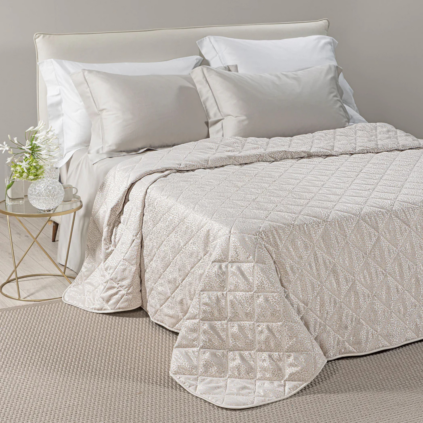 Copriletto Perleè 100% Raso Jacquard di cotone