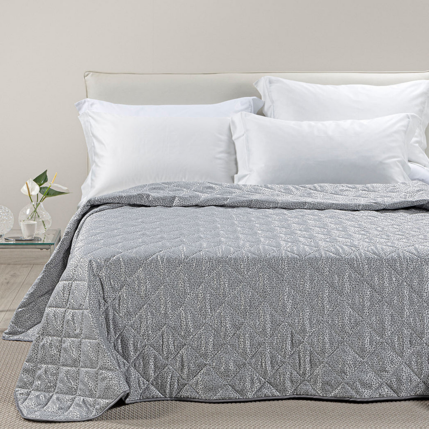 Copriletto Perleè 100% Raso Jacquard di cotone