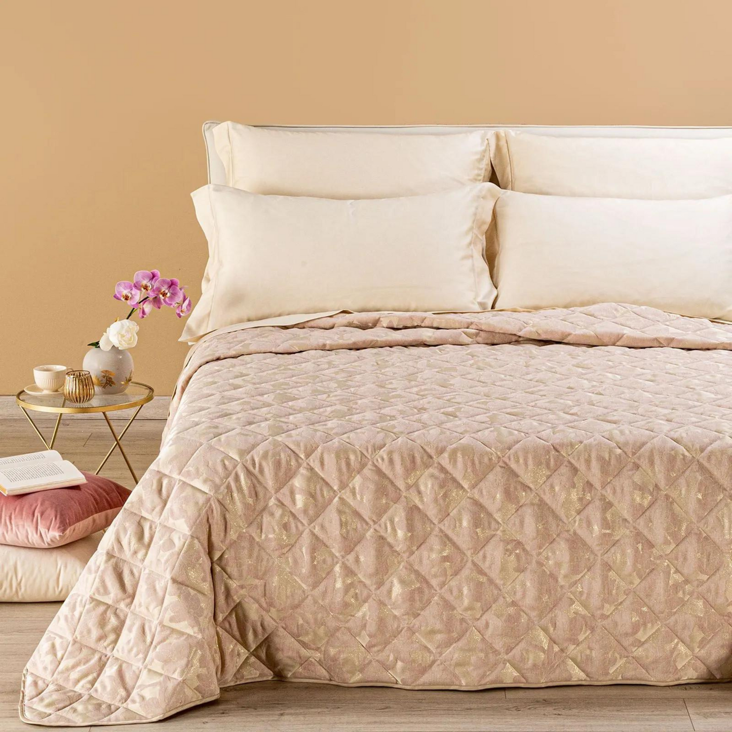 Copriletto Trapuntato Nabucco 100% Raso Jacquard di cotone