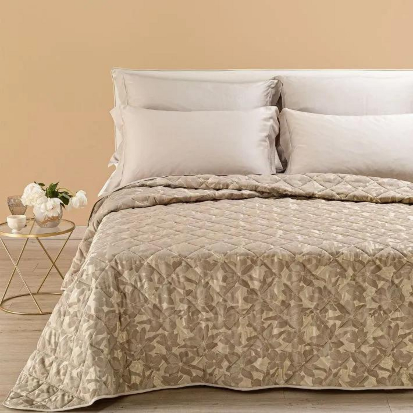 Copriletto Trapuntato Nabucco 100% Raso Jacquard di cotone