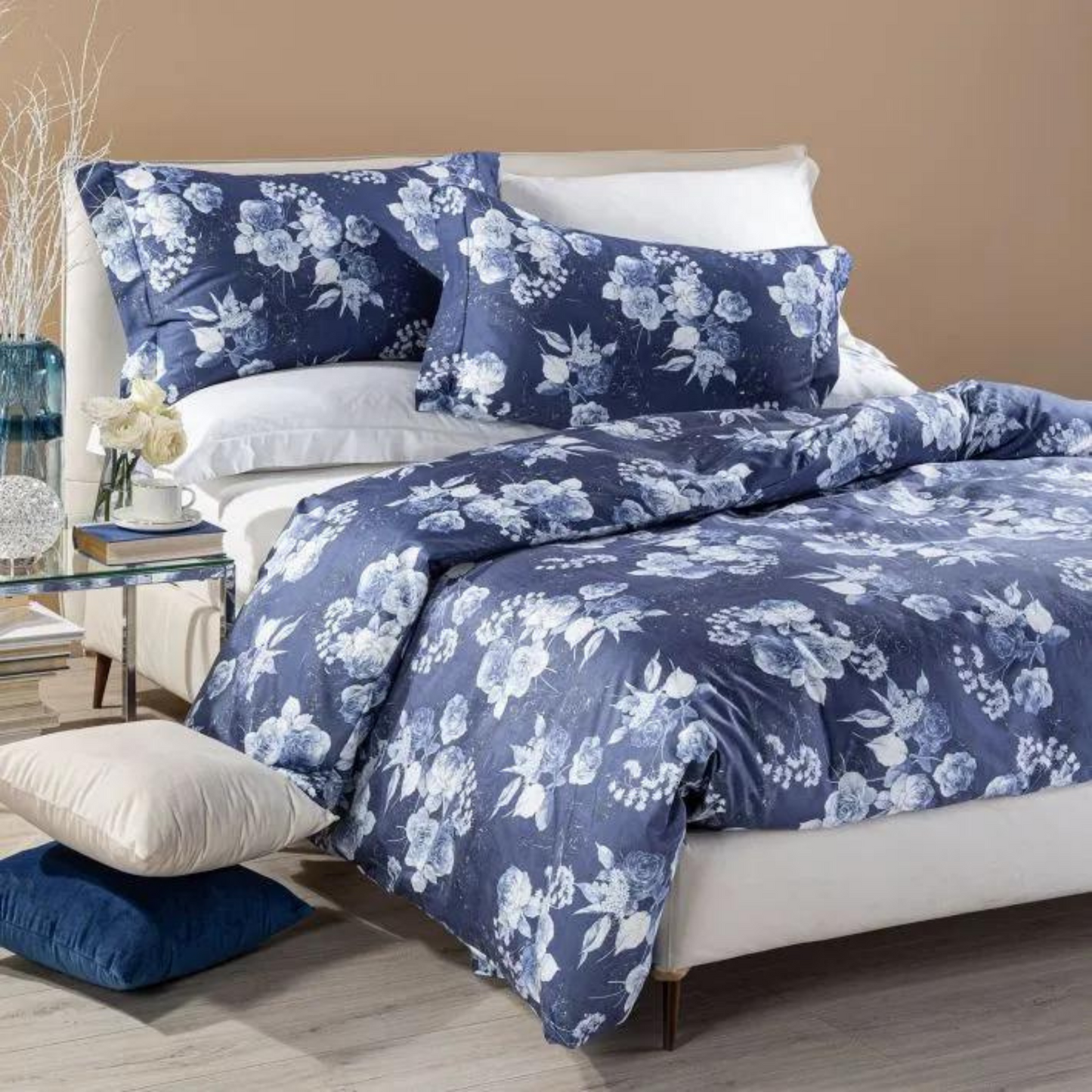 Completo copripiumino Mirabel 100% raso di cotone stampa digitale