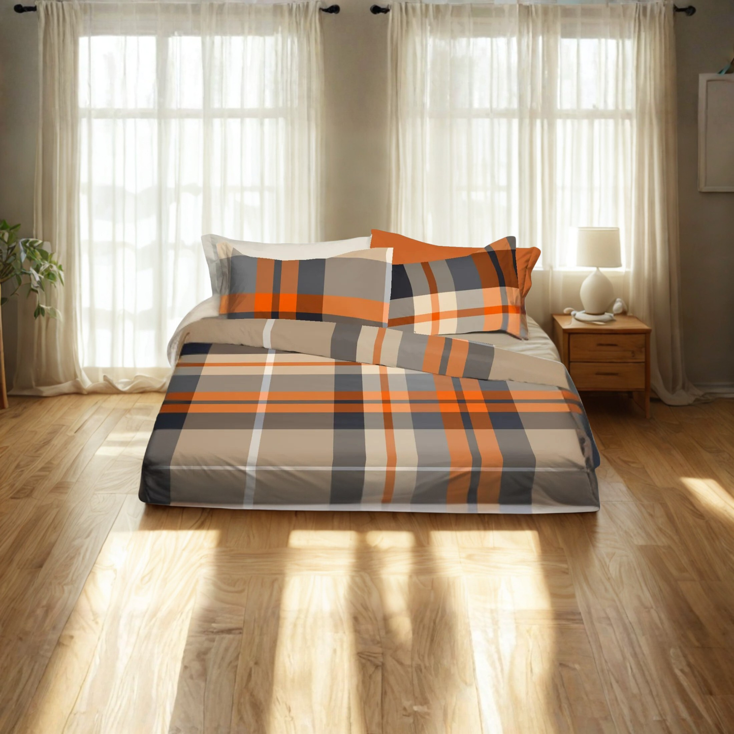 Parure copripiumino Tangerine 100% cotone pettinato tinto filo