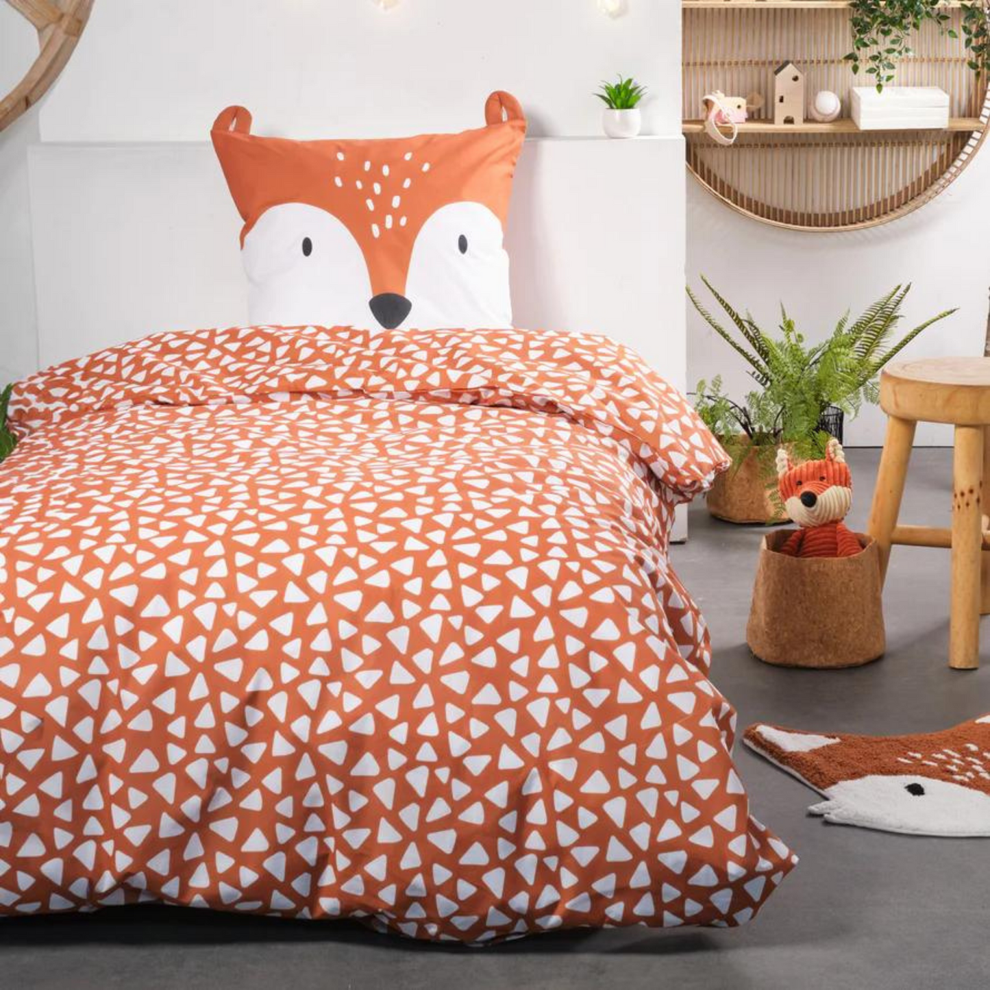 copripiumino Sisu arancione in fantasia volpe