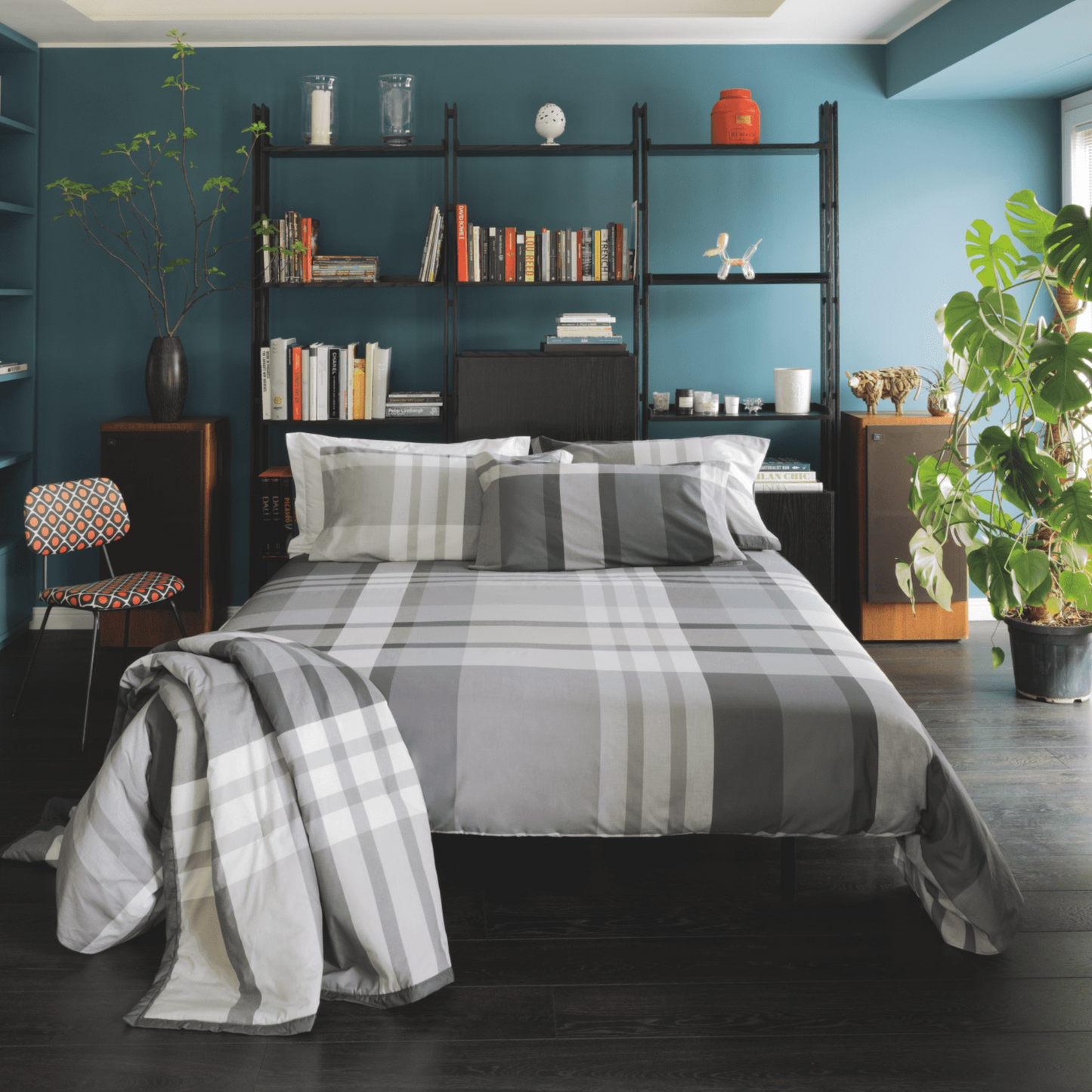 Plaid imbottito Memphis tinto in filo 100% cotone Fine Serie