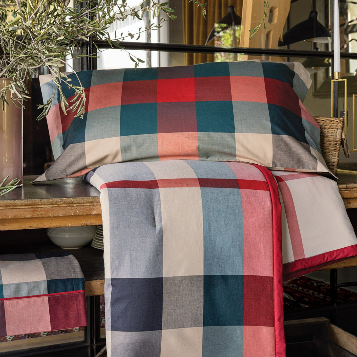 Plaid imbottito Oslo tinto in filo 100% cotone Fine Serie