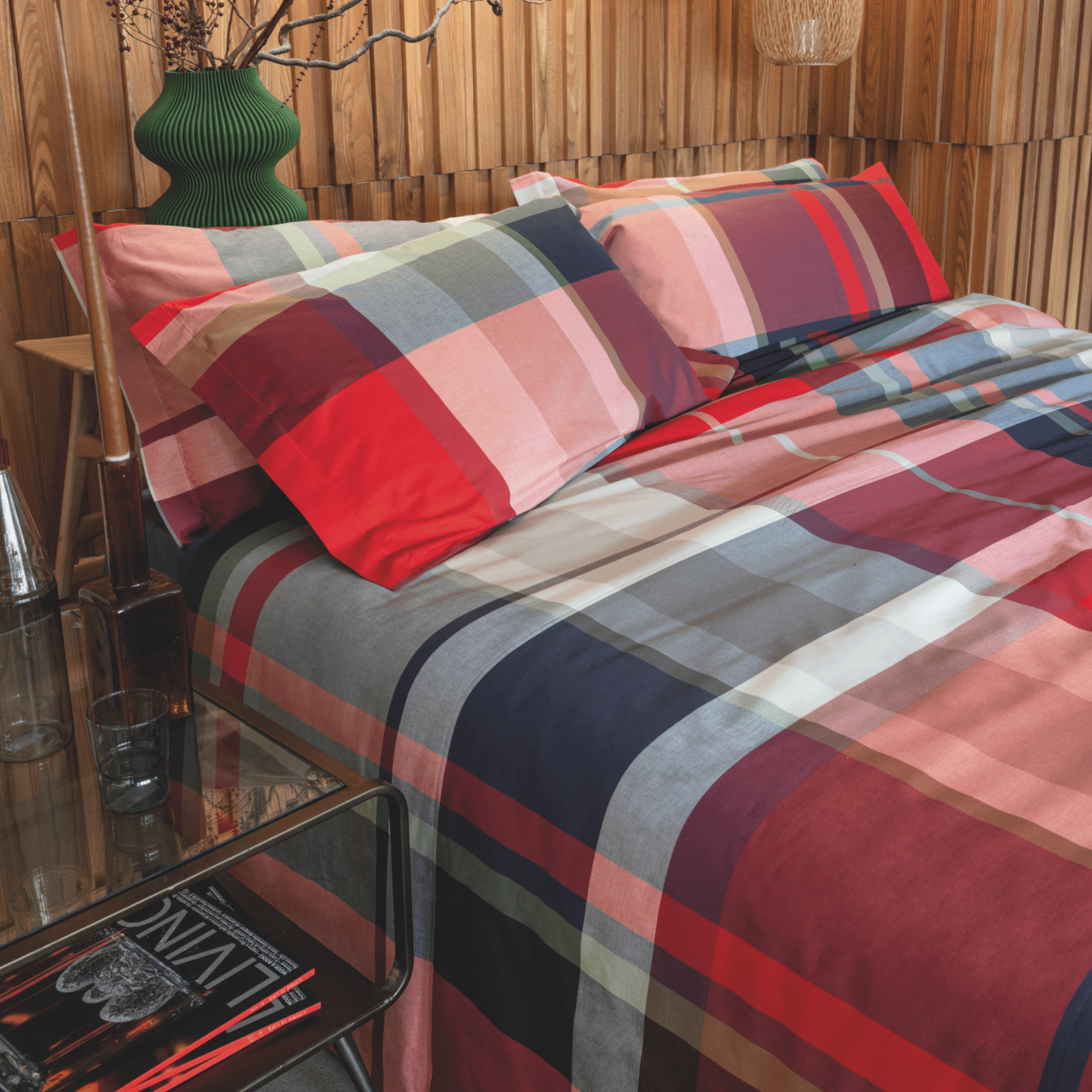 Plaid imbottito Ruby tinto in filo 100% cotone Fine Serie