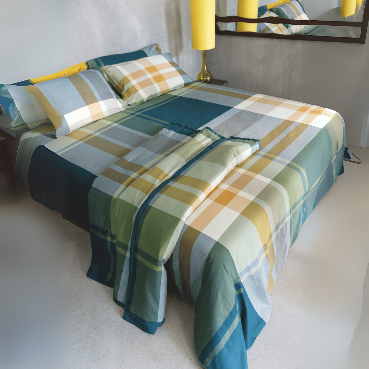 Plaid imbottito Tolomeo tinto in filo 100% cotone Fine Serie