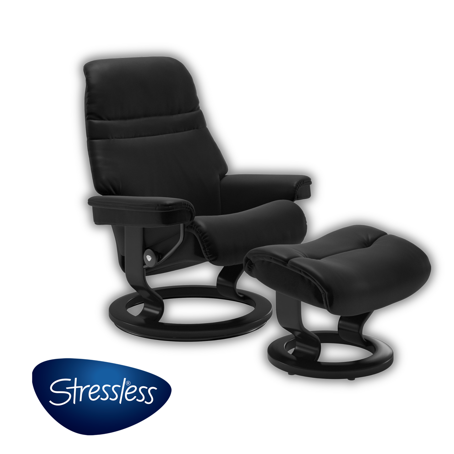 Poltrona Sunrise + Pouf Batick Black Stressless