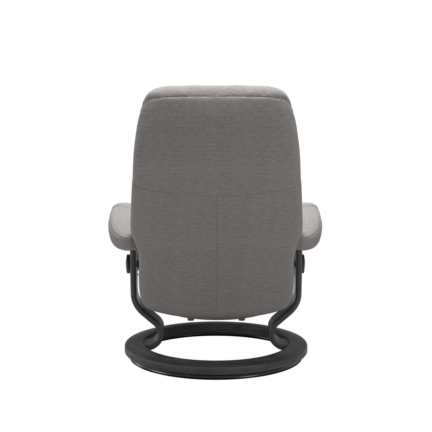 Poltrona Consul + pouf Stressless in tessuto grigia con base in legno - foto retro