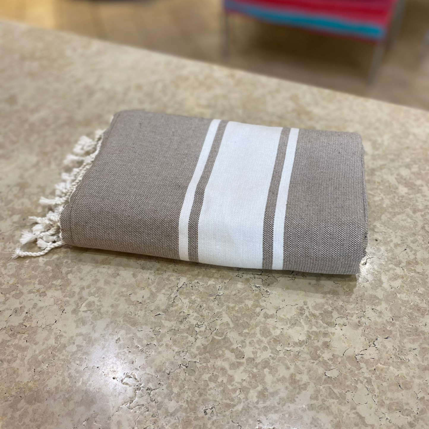 Telo Mare Fouta Terry tinto in filo frange