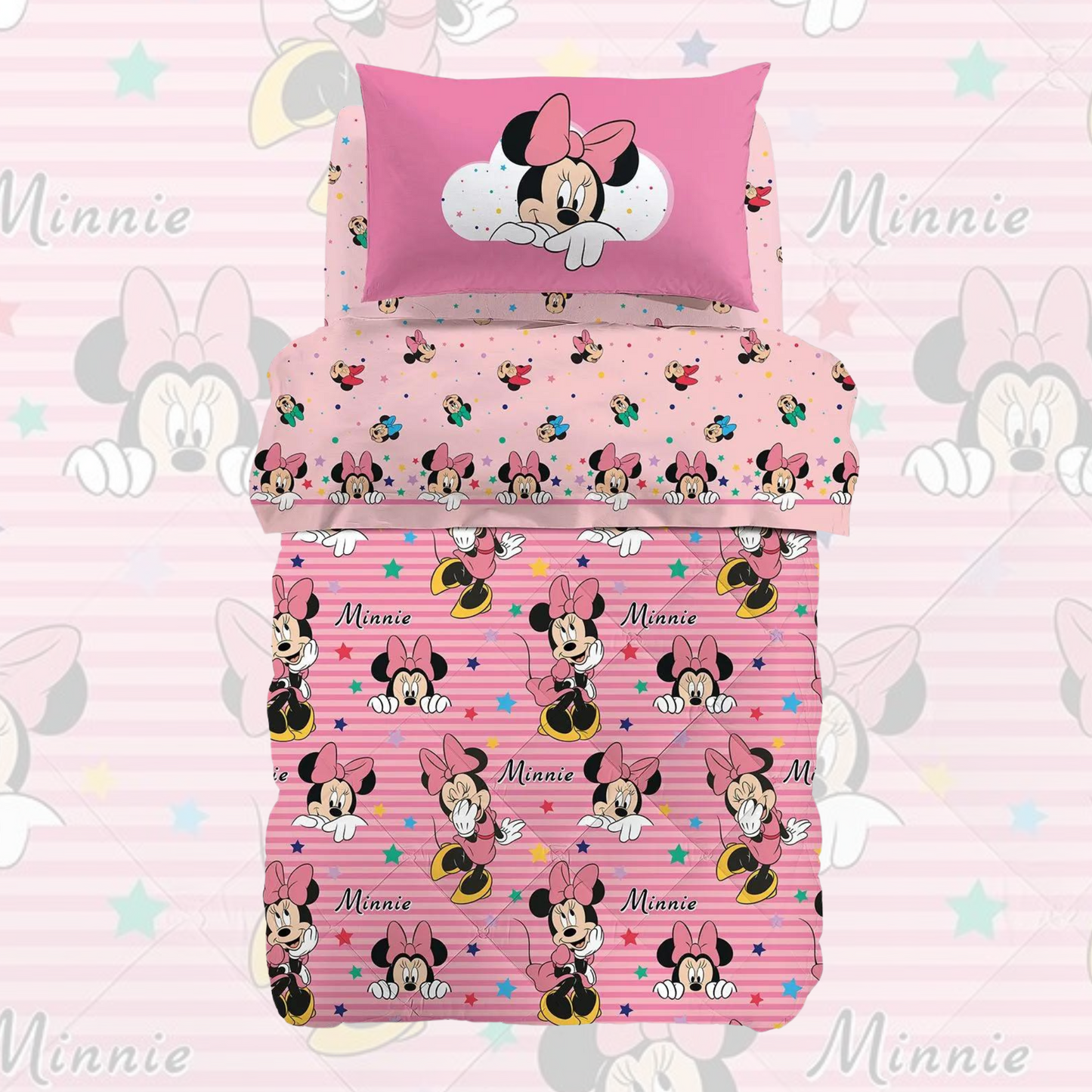 Trapunta Minnie Rainbow 100% cotone Caleffi Disney