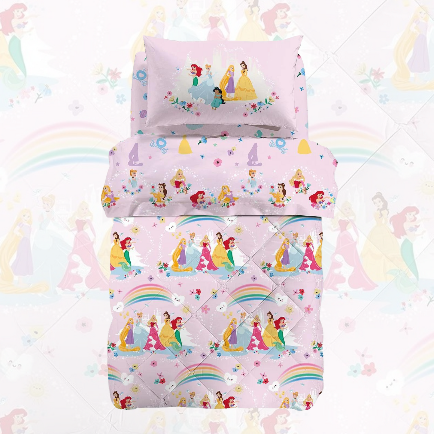 Trapunta Princess Flowers 100% cotone Caleffi Disney