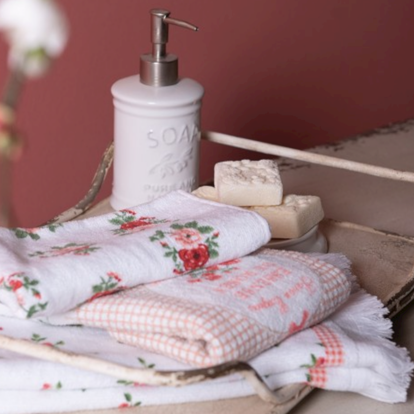 Asciugamano da Cucina Essense de Roses CT008 in Spugna 100% Cotone