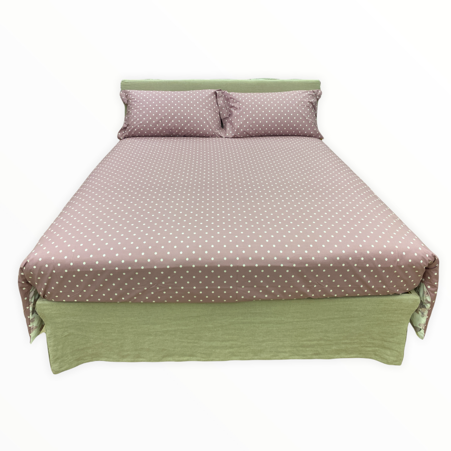 Parure Copripiumino Farfalle/Pois double-face 100% cotone