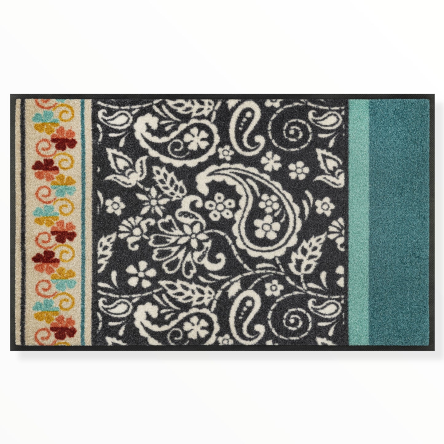 Tappeto antiscivolo Folk Flourish Wash+Dry con bordo