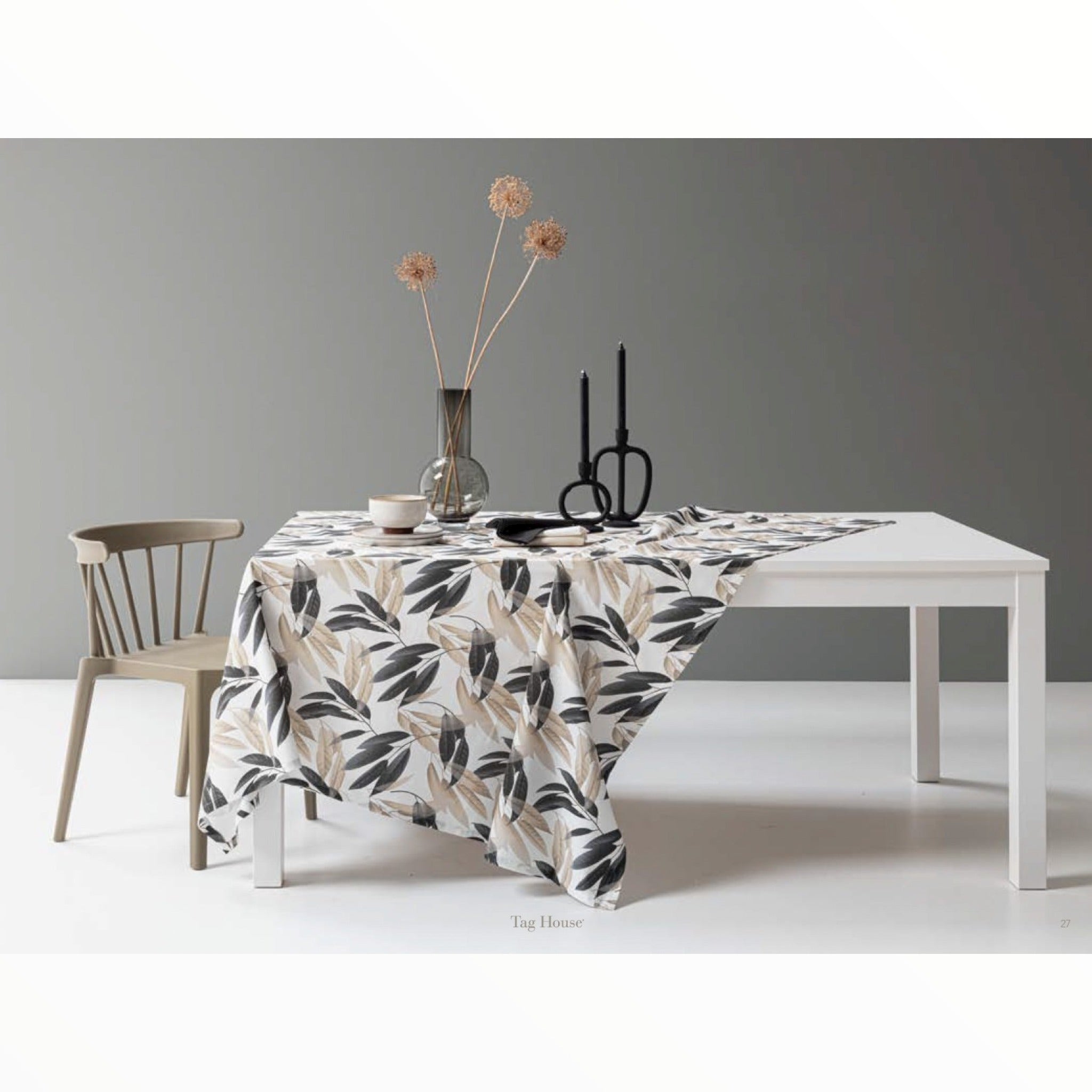 ECOCOTT Set 2 Federe King Size Con Motivo Foglie 100% Cotone Lavato, Chiusura A Busta (51x91 Cm)