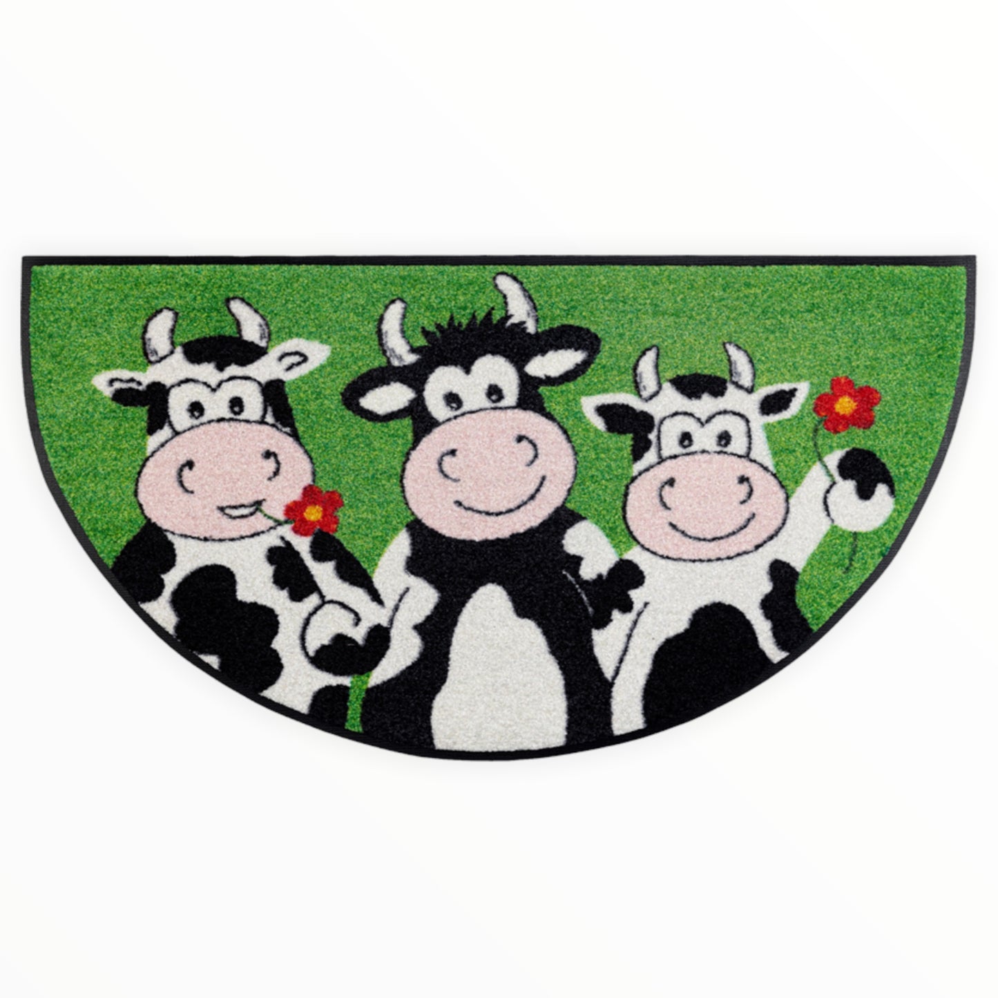 Tappeto antiscivolo Round Cow Trio Wash+Dry con bordo