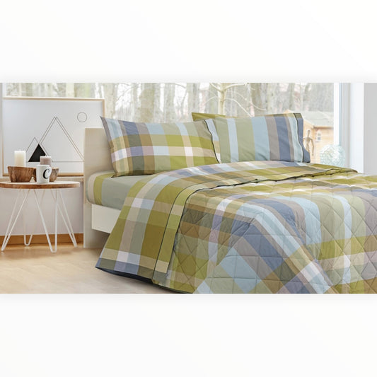 Completo lenzuola Derby cotone percalle pettinato tinto filo