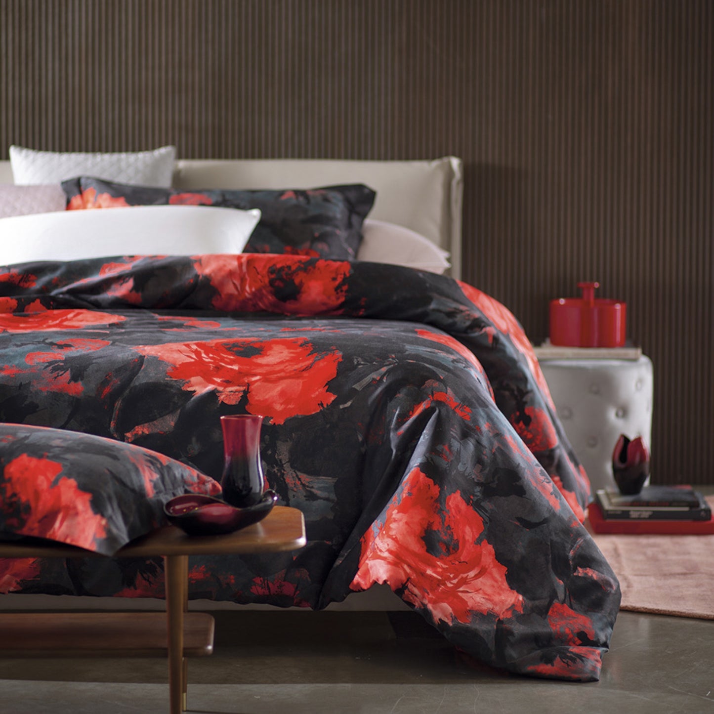 Completo Copripiumino Rosa Rosae 100% raso cotone 300 t.c.