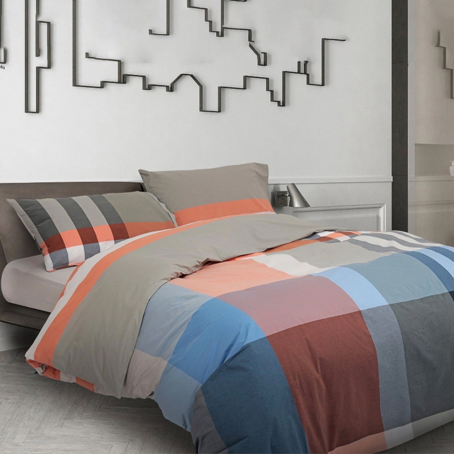 Parure copripiumino Liverpool 100% cotone percalle tinto in filo