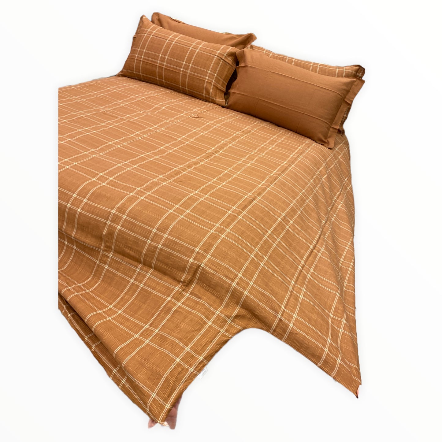 Parure copripiumino Scozzese / Tinta unita double-face in puro lino