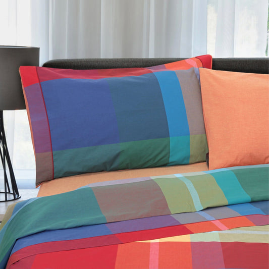 Completo lenzuola Norwich cotone percalle pettinato tinto filo