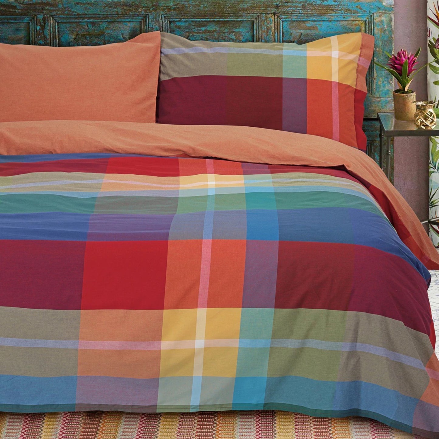 Parure copripiumino Norwich 100% cotone percalle tinto in filo