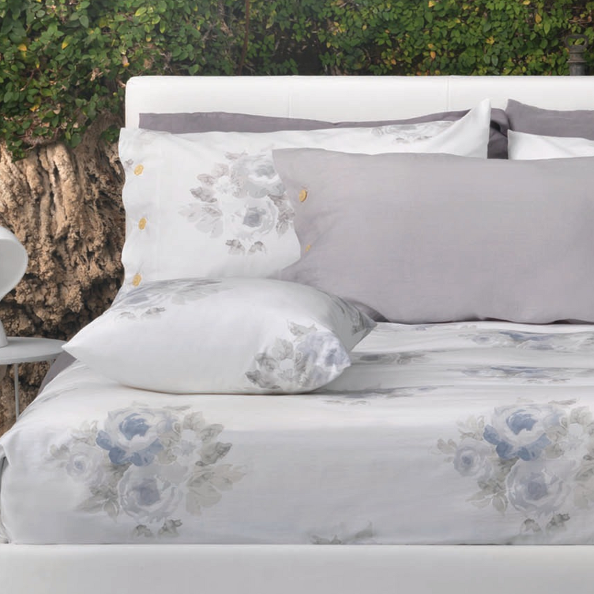 Copripiumino 180 Cm In Percalle Di Cotone 200 Fili, 100% Cotone, Colore Grigio, Con 2 Federe