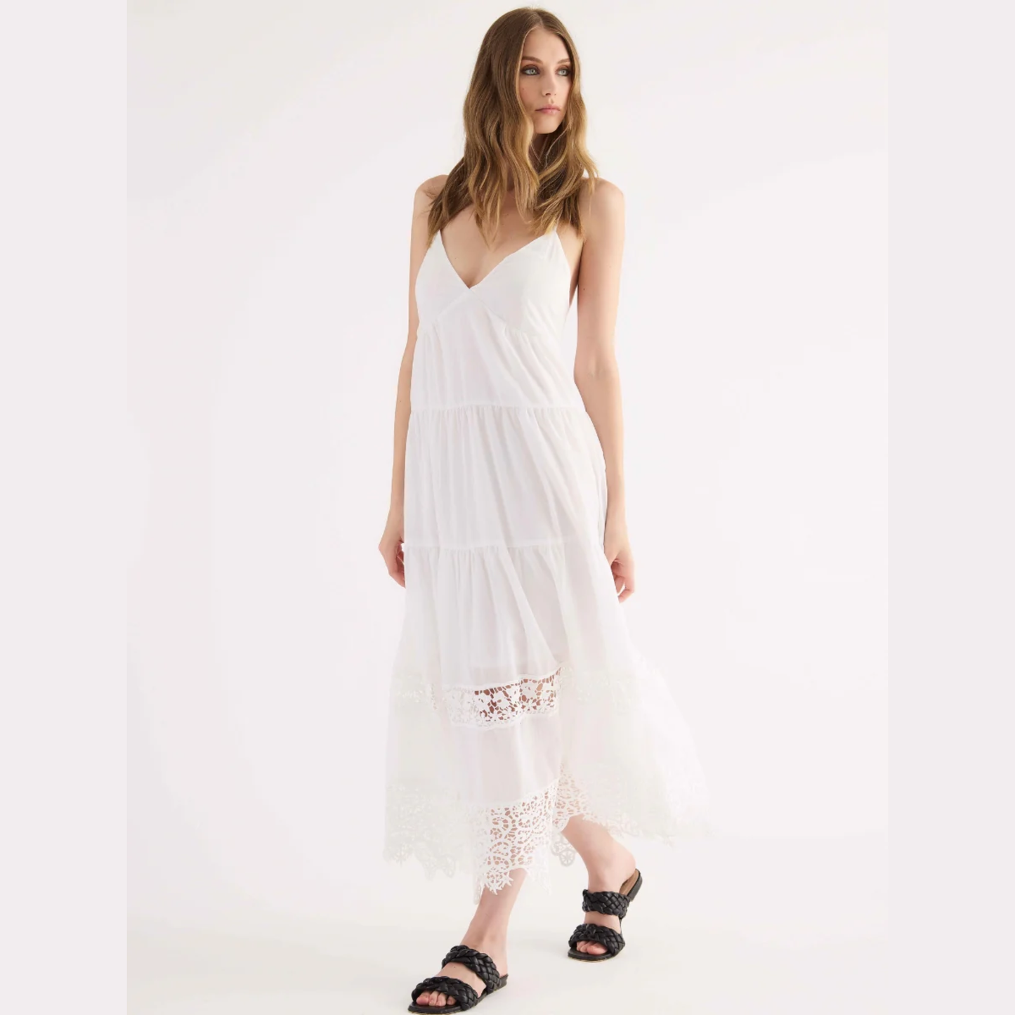 Abito Lungo Cotone Macramè SY82