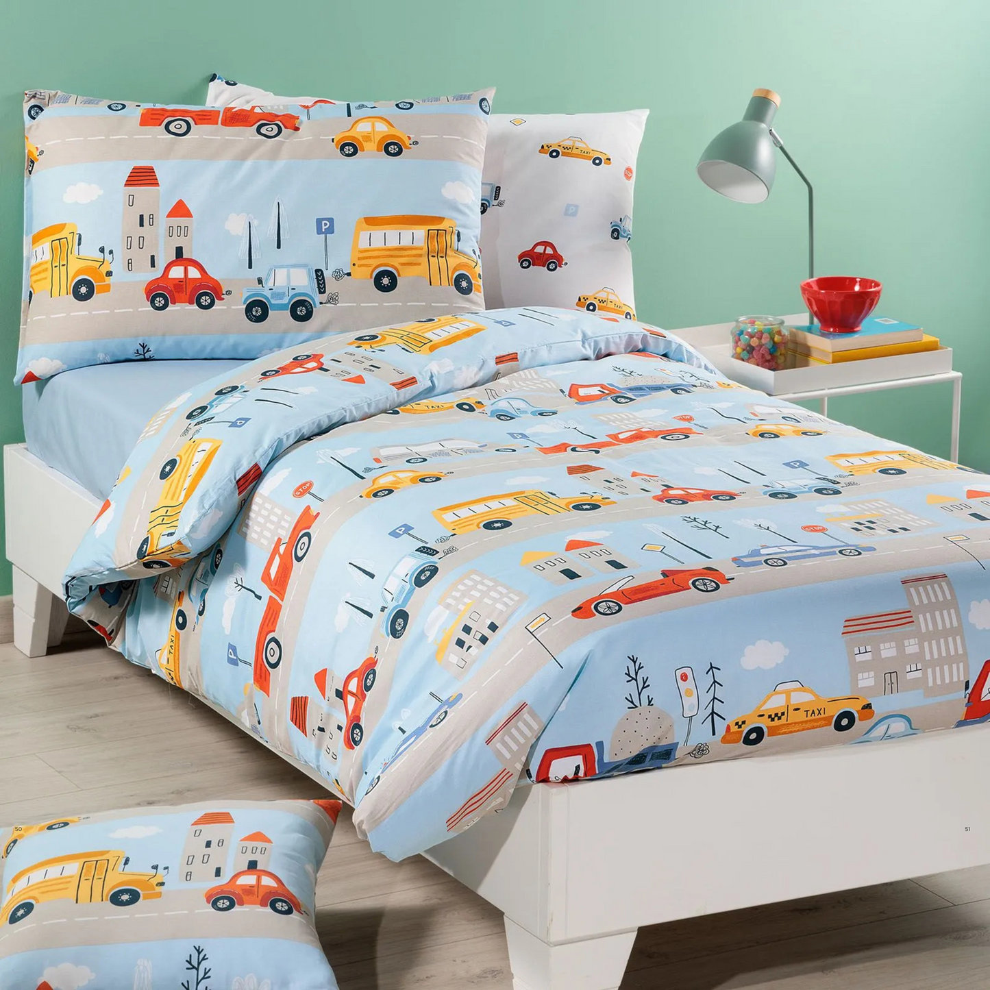 Completo Copripiumino Car Kids 100% cotone