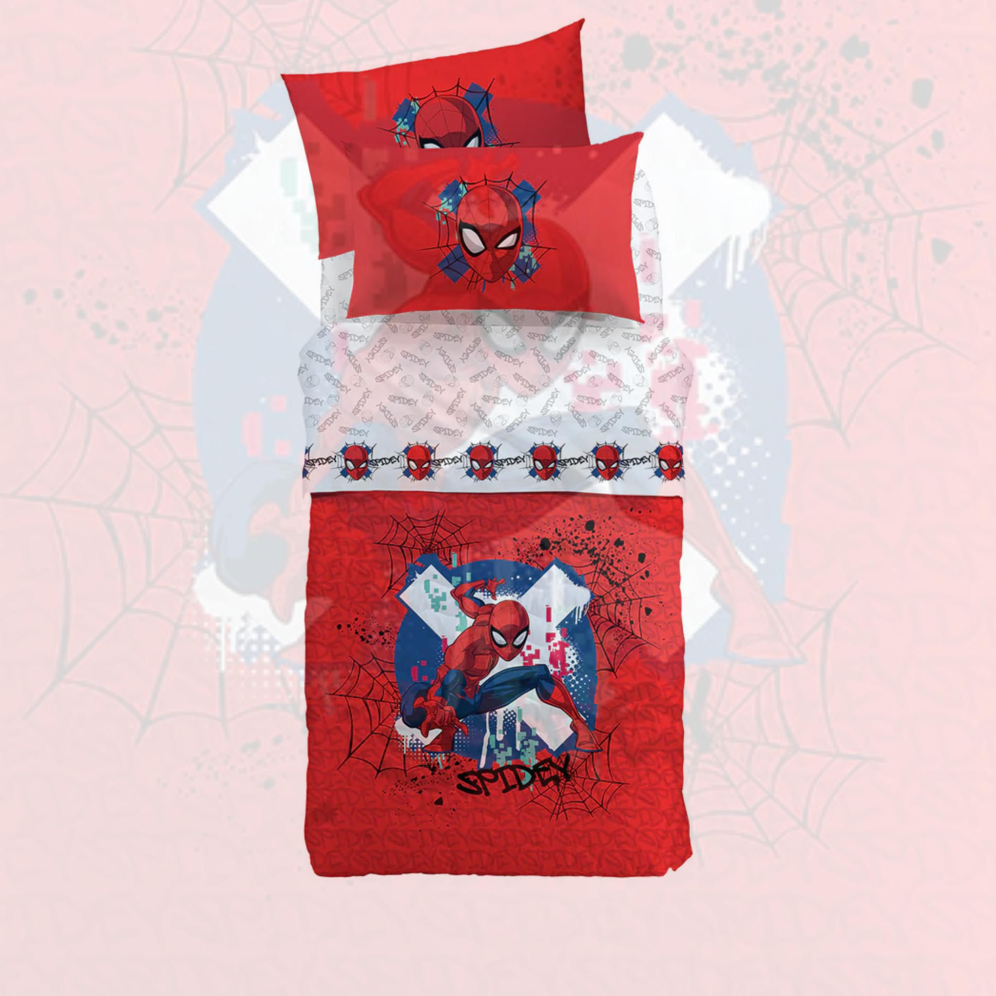Completo Lenzuola Spiderman Red 100% Cotone