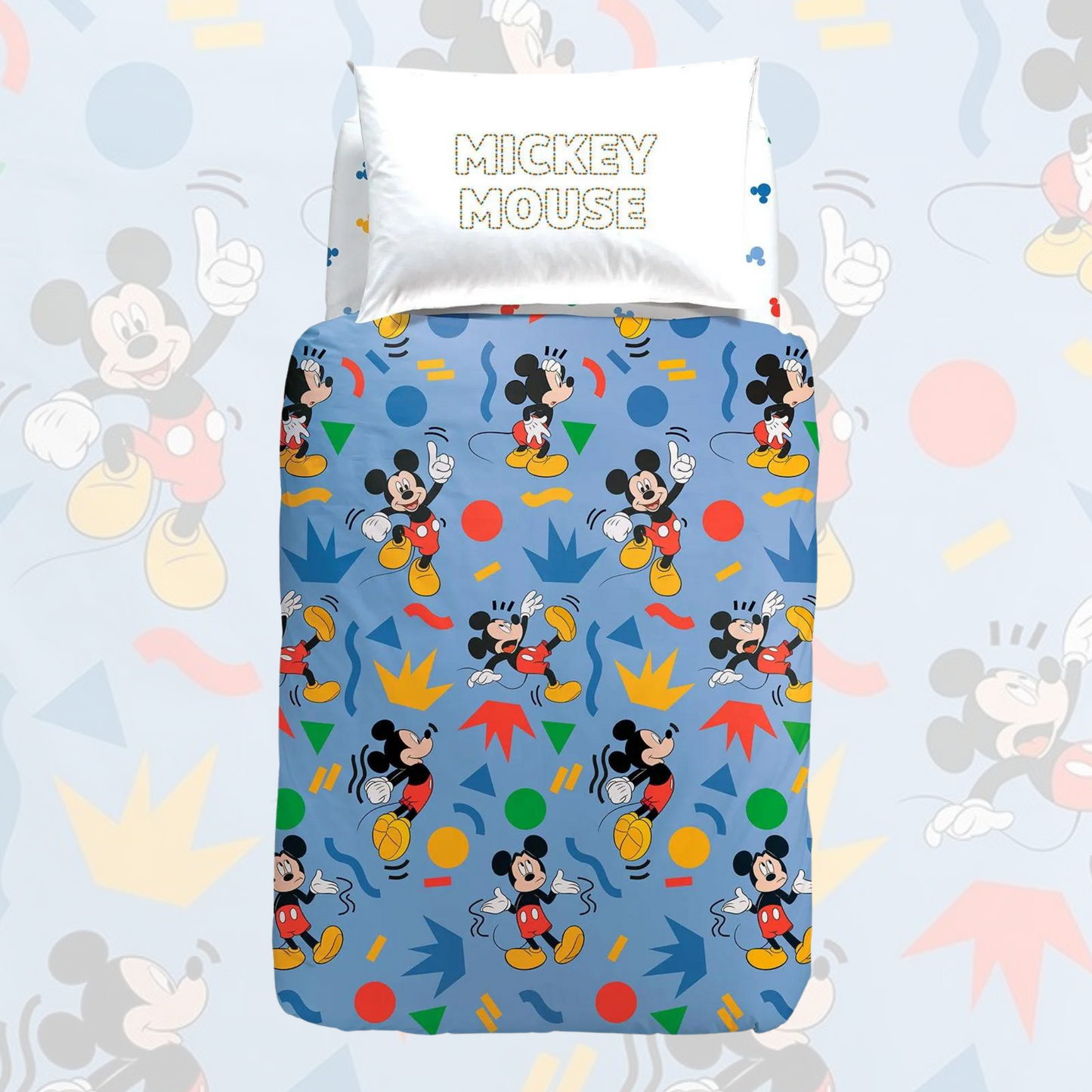 Completo copripiumino Mickey Colors 100% cotone