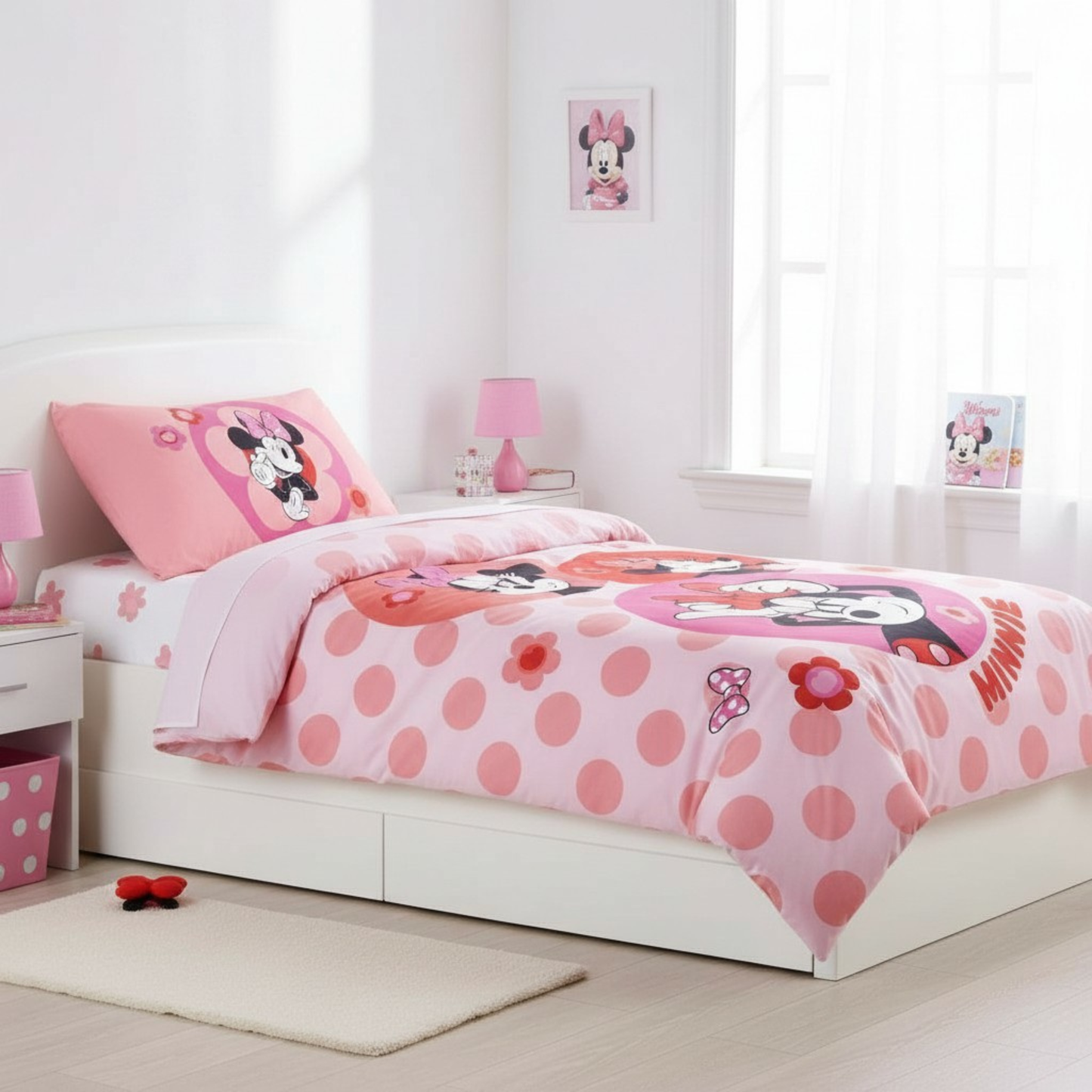 Completo copripiumino Minnie Flowers 100% cotone