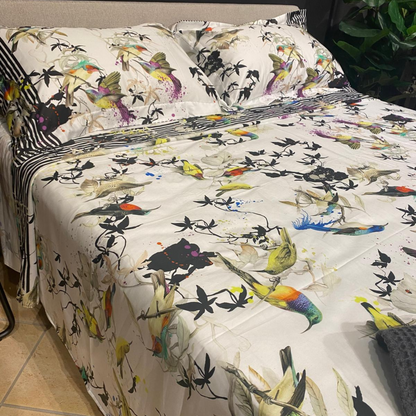 Completo lenzuola Birds Ramage in Raso FINE SERIE