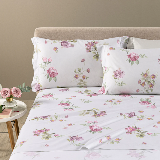 Completo lenzuola Giardino Romantico 100% cotone
