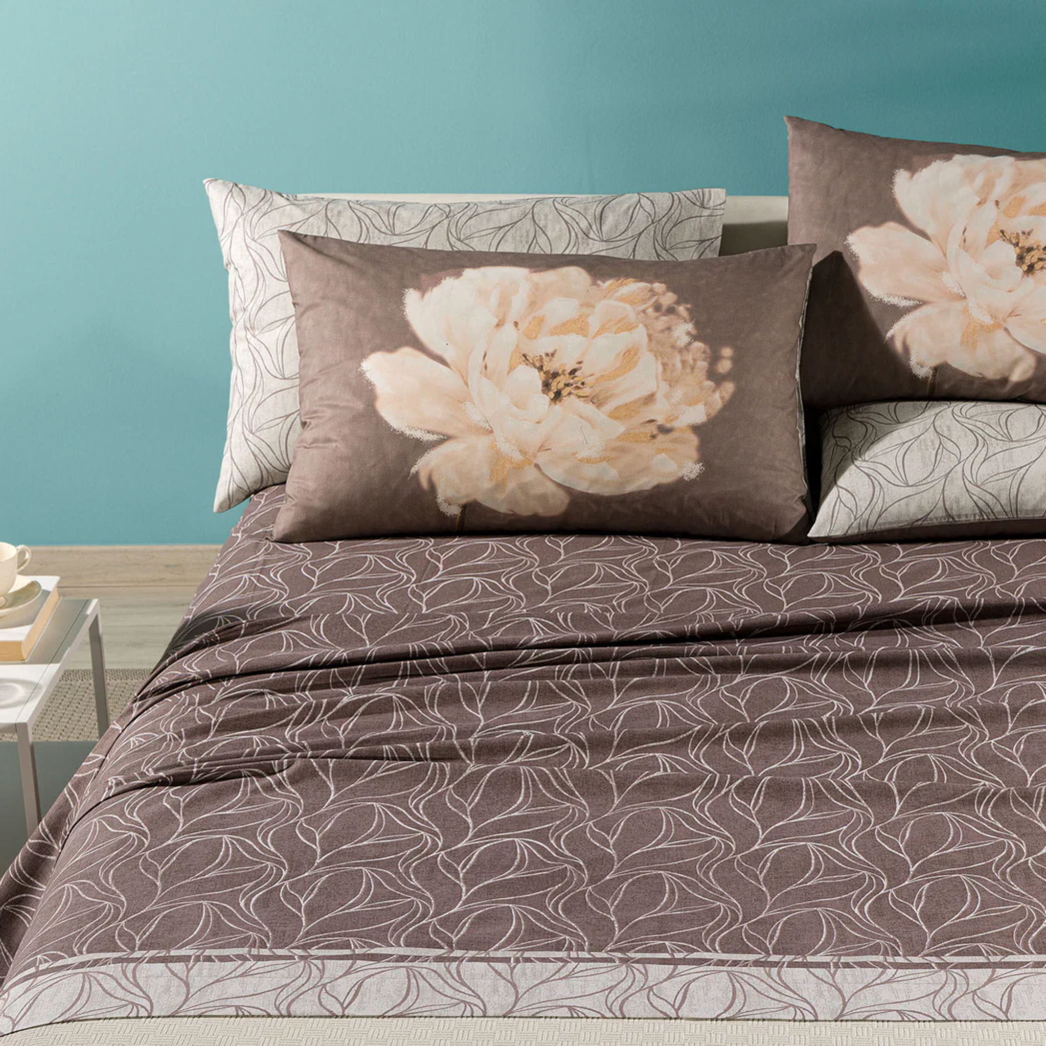 Home Passion Pack 4 Lenzuola 100% Cotone 57 Fili - Colore Corallo, Singolo Matrimoniale 240x300 Cm