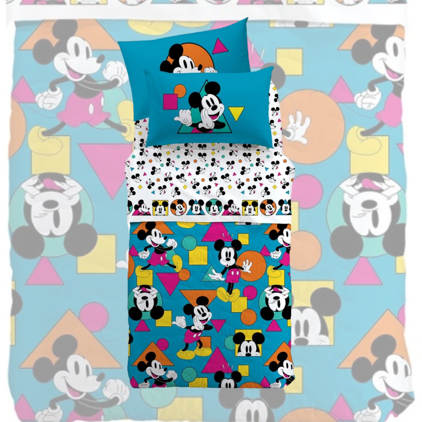 Copriletto Trapuntato Mickey Geo 100% cotone