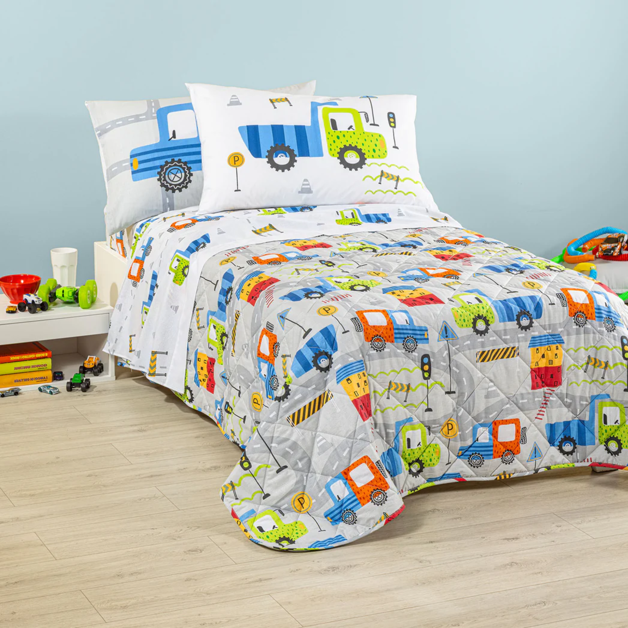 Copriletto trapuntato City Car Kids 100% cotone