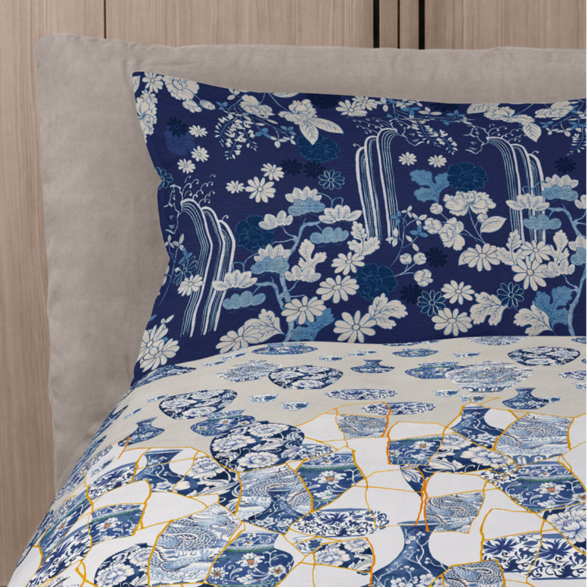 Parure Copripiumino Kintsugi In Raso Di Cotone